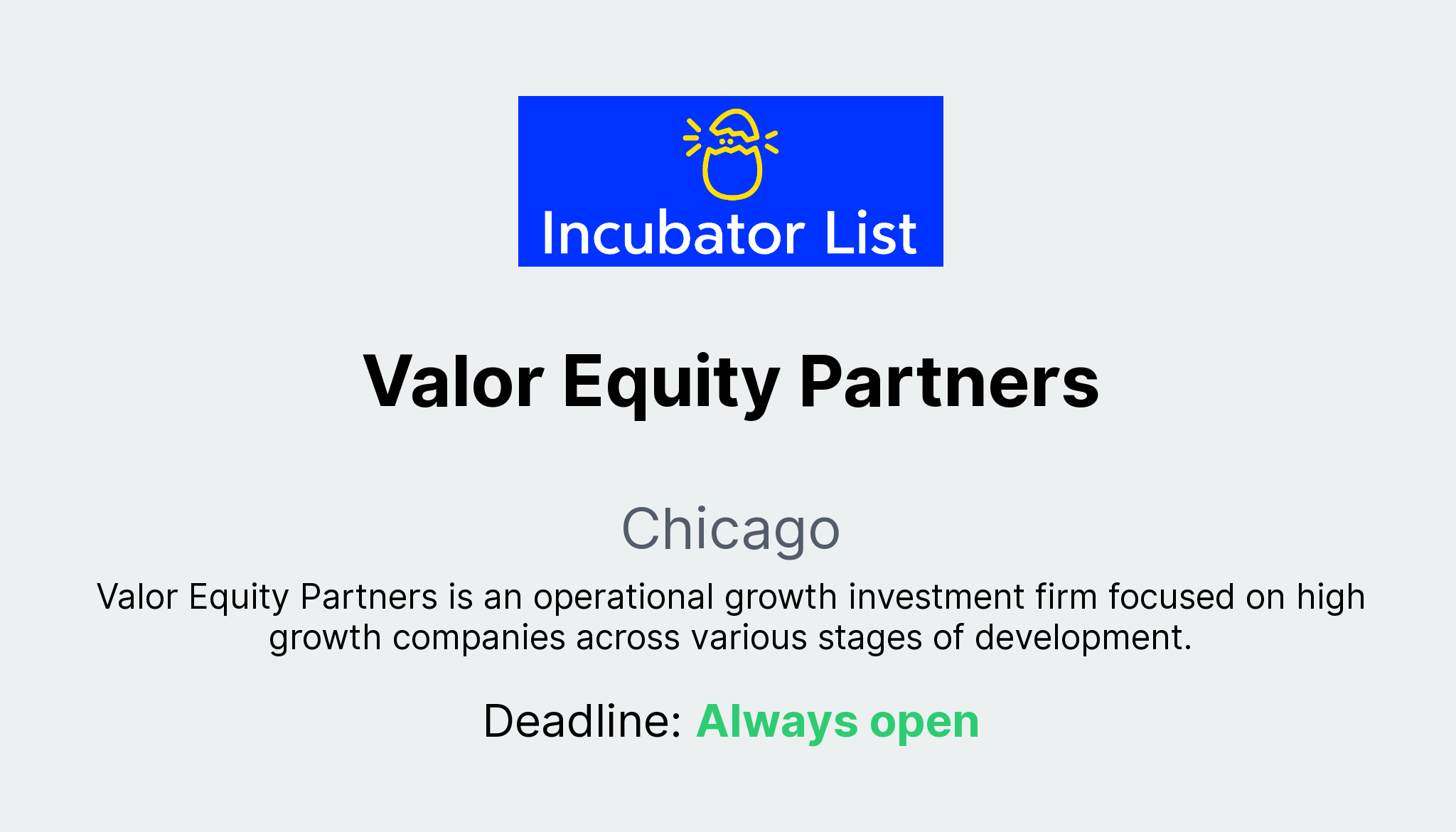 Valor Equity Partners Key Information